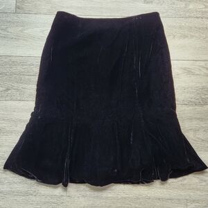 Victor Costa Black Velvet Skirt Womens 12 Flared Hem Classic